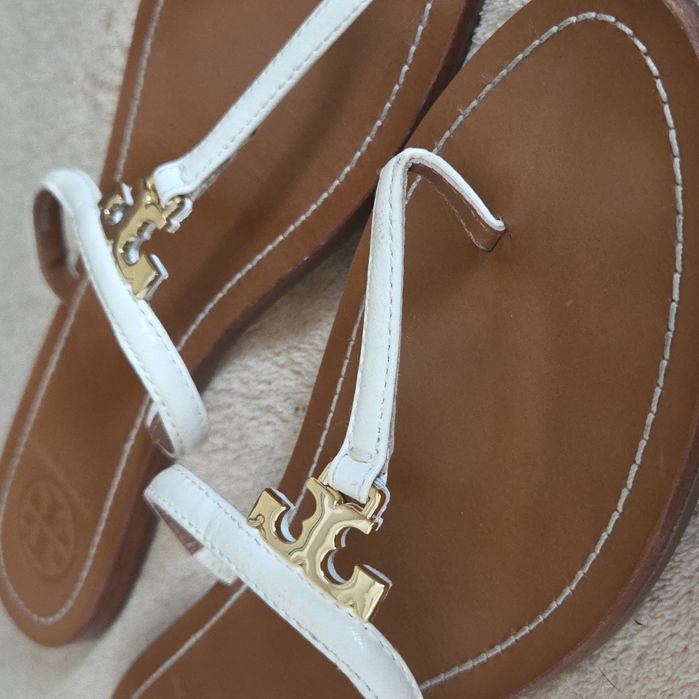 Tory Burch White and Brown Sandals - Picture 4 of 7